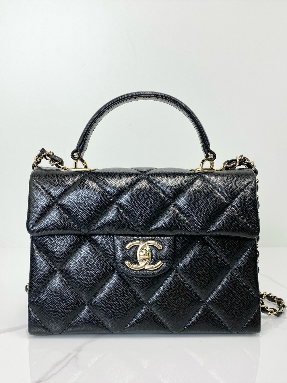 Chanel Caviar Retro Twist Top Handle Bag